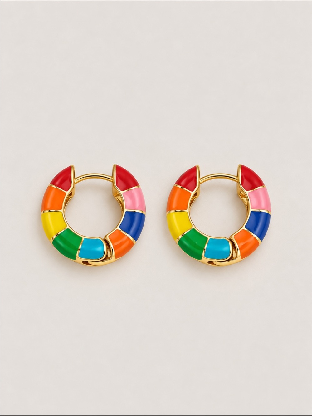 New! Rainbow Colorful Huggie Hoop Earrings NWOT 4007 - Picture 1 of 2